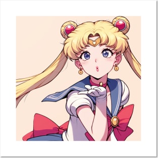 Young Sailor Moon Blowing a Kiss Posters and Art